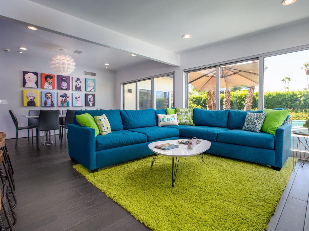 The living room has ample seating