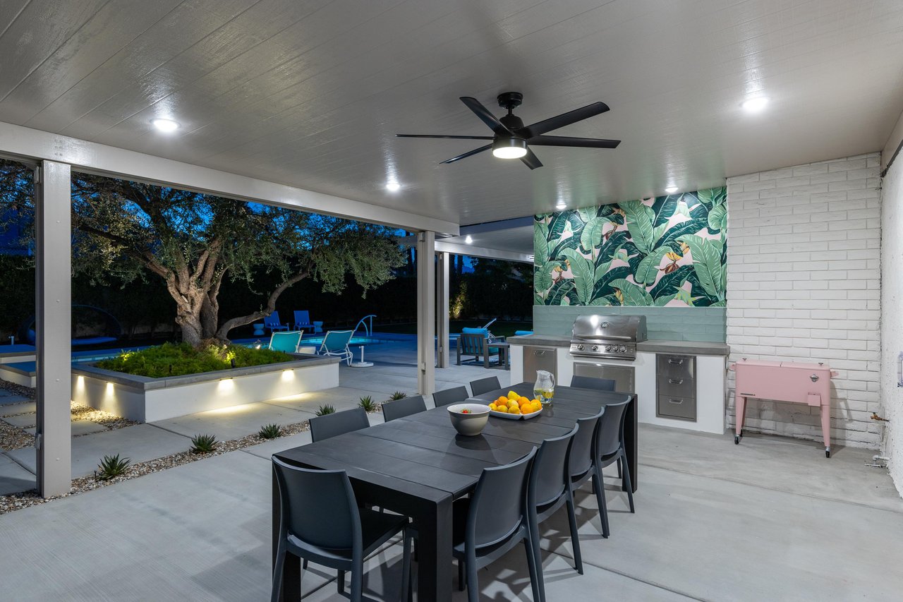 Enjoy dining outside at night al fresco