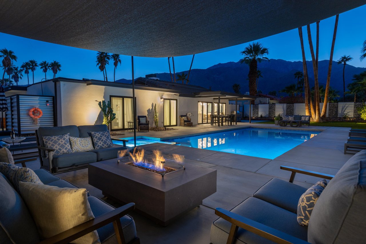 Relax around the fire pit at night.