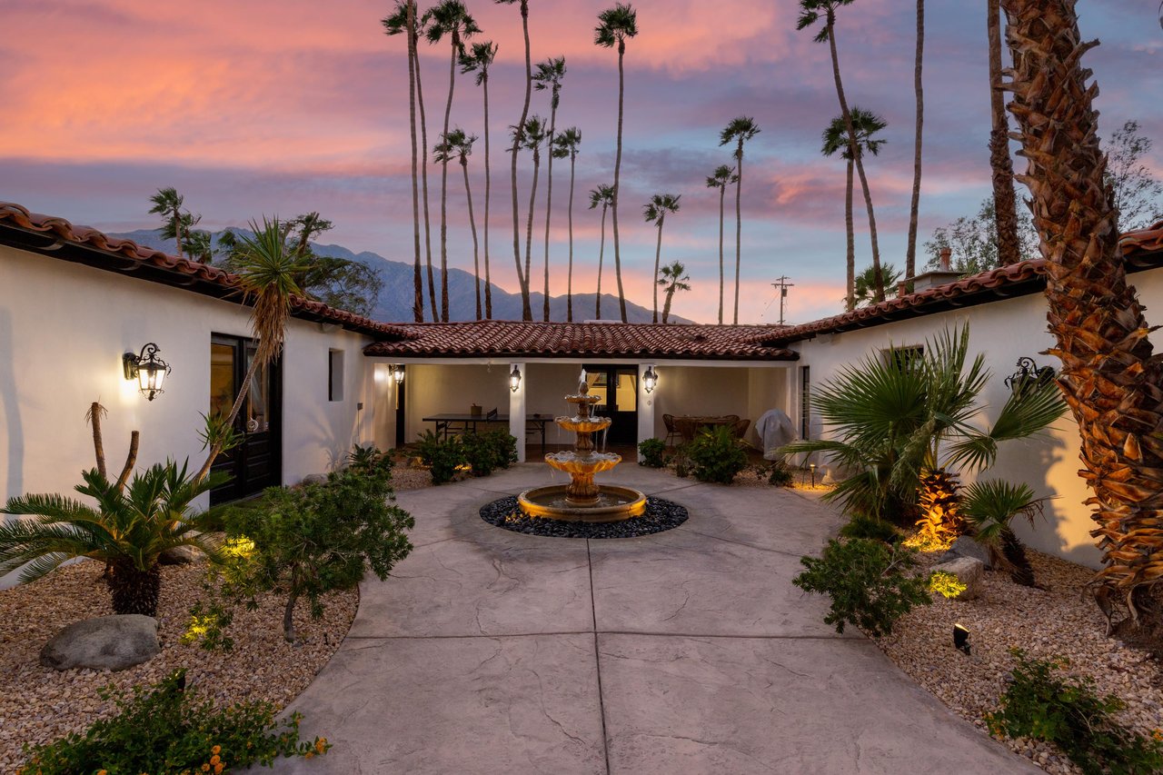 View of the court yard at sunset