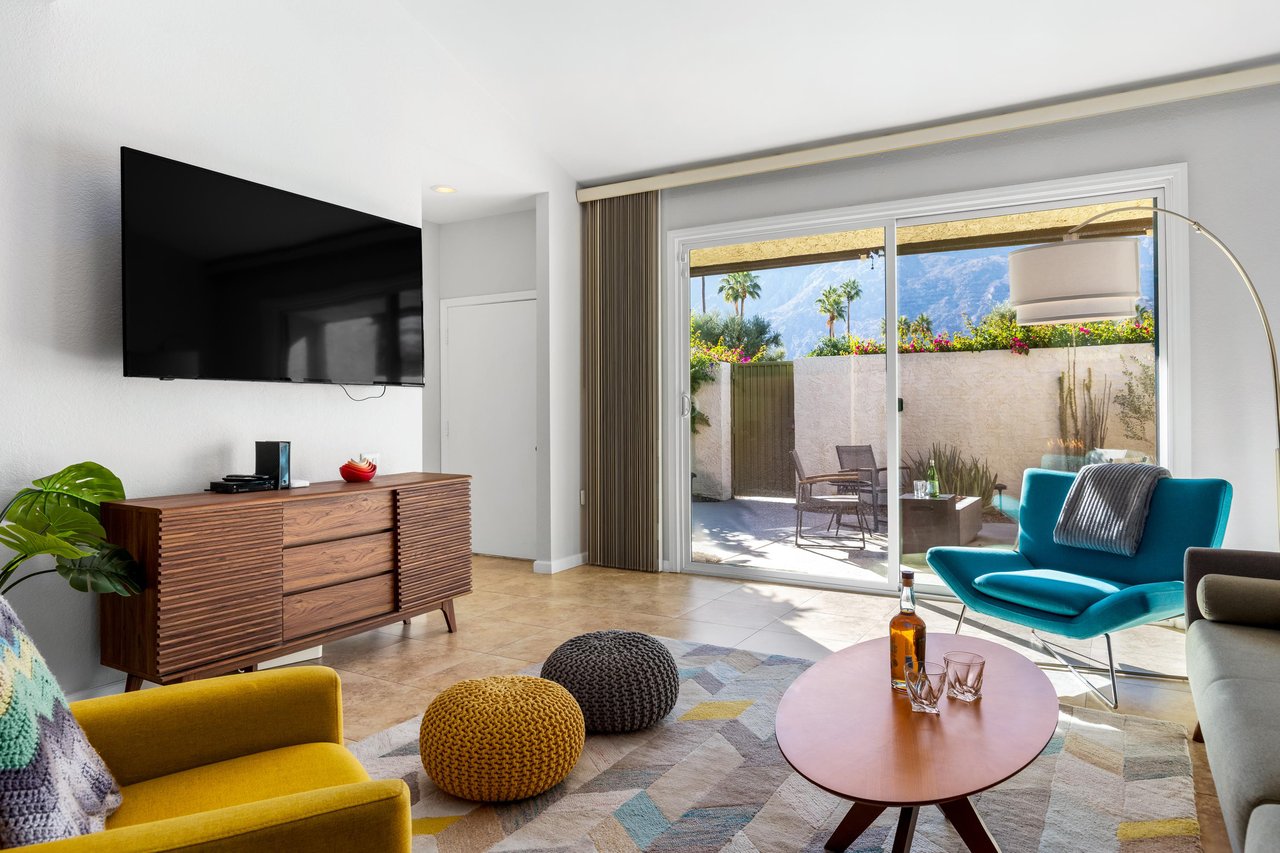 Views to the patio and the mountains