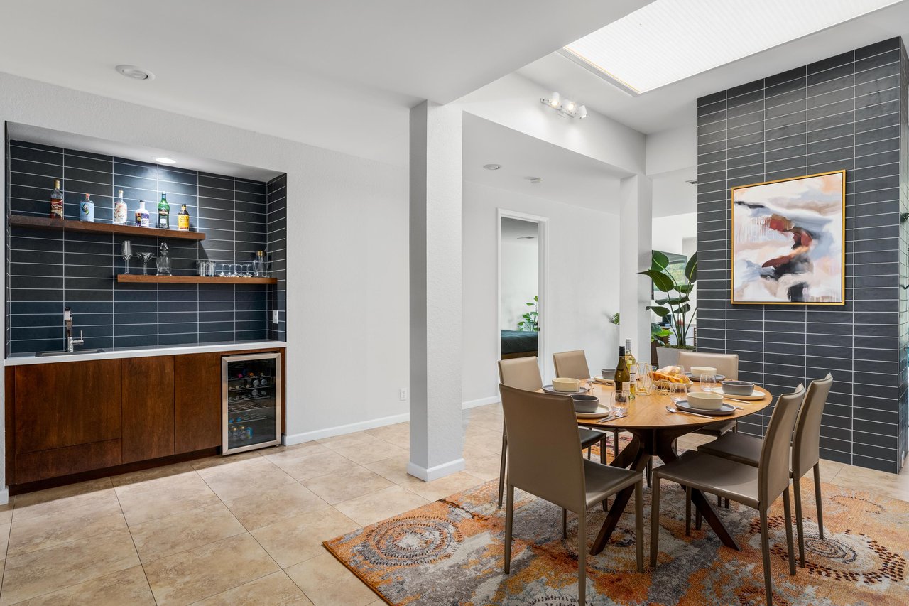Wet bar with wine fridge