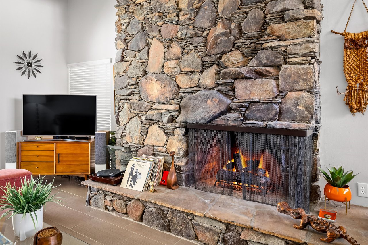 Gorgeous stone grand fireplace