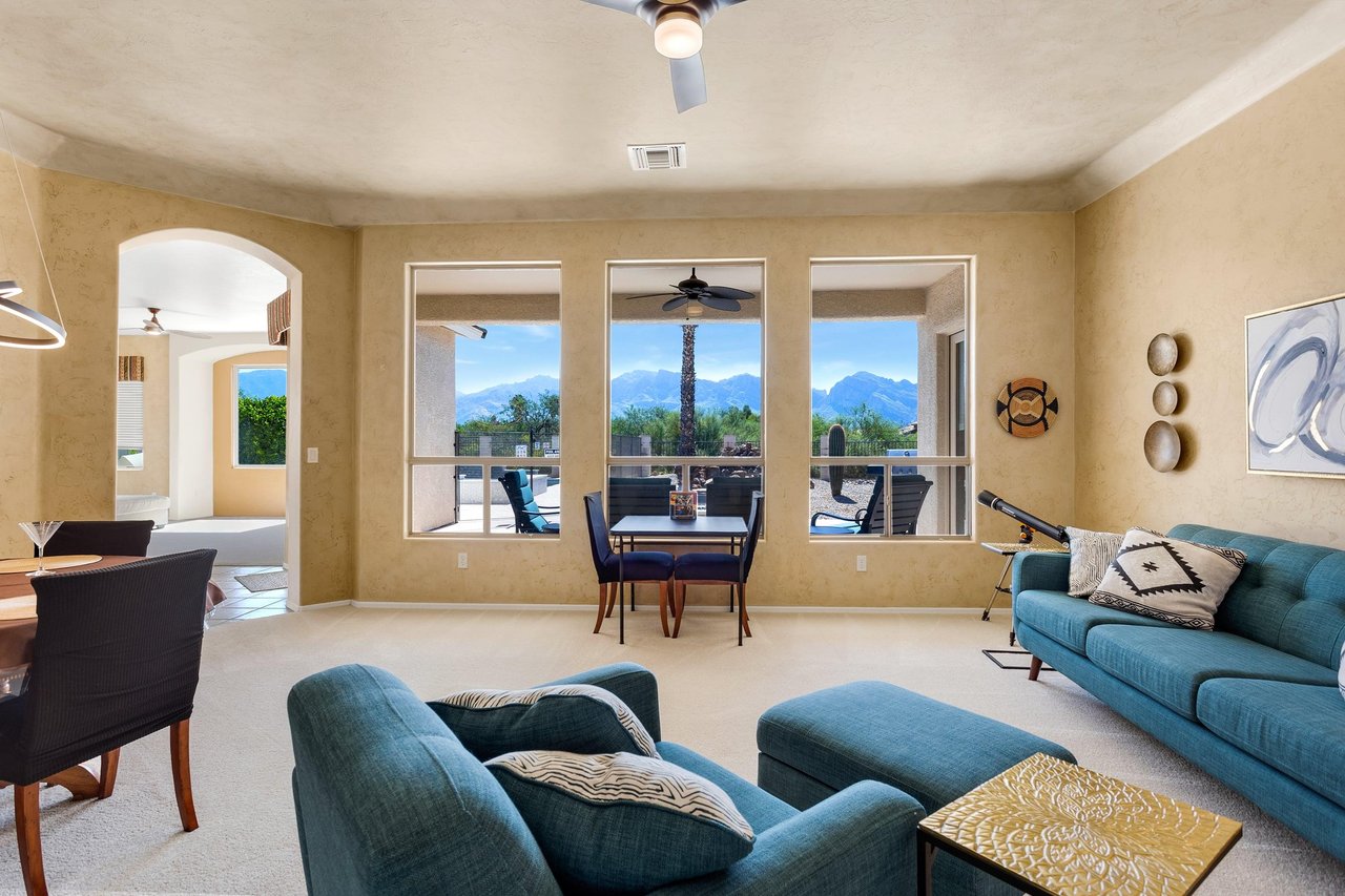Formal living room with stunning mountain views