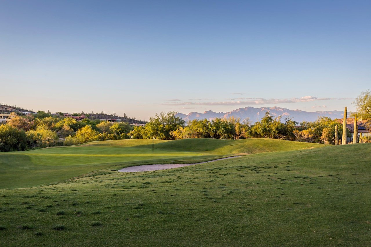 Views of the Starr Pass Golf Course and J W Marriott Resort can be seen from the home.
