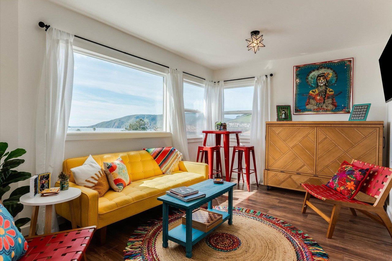 Living room with large view windows