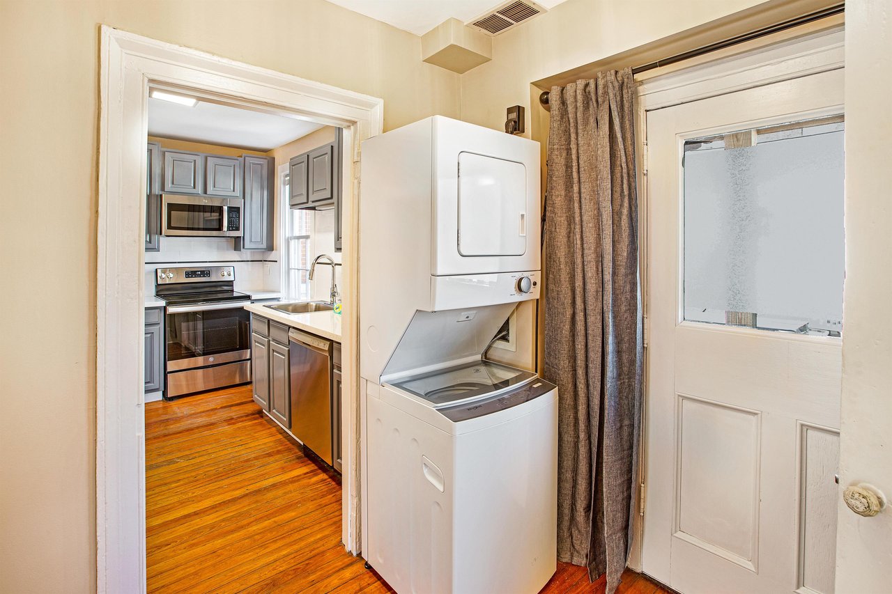 A washer and dryer can be located just off of the kitchen.