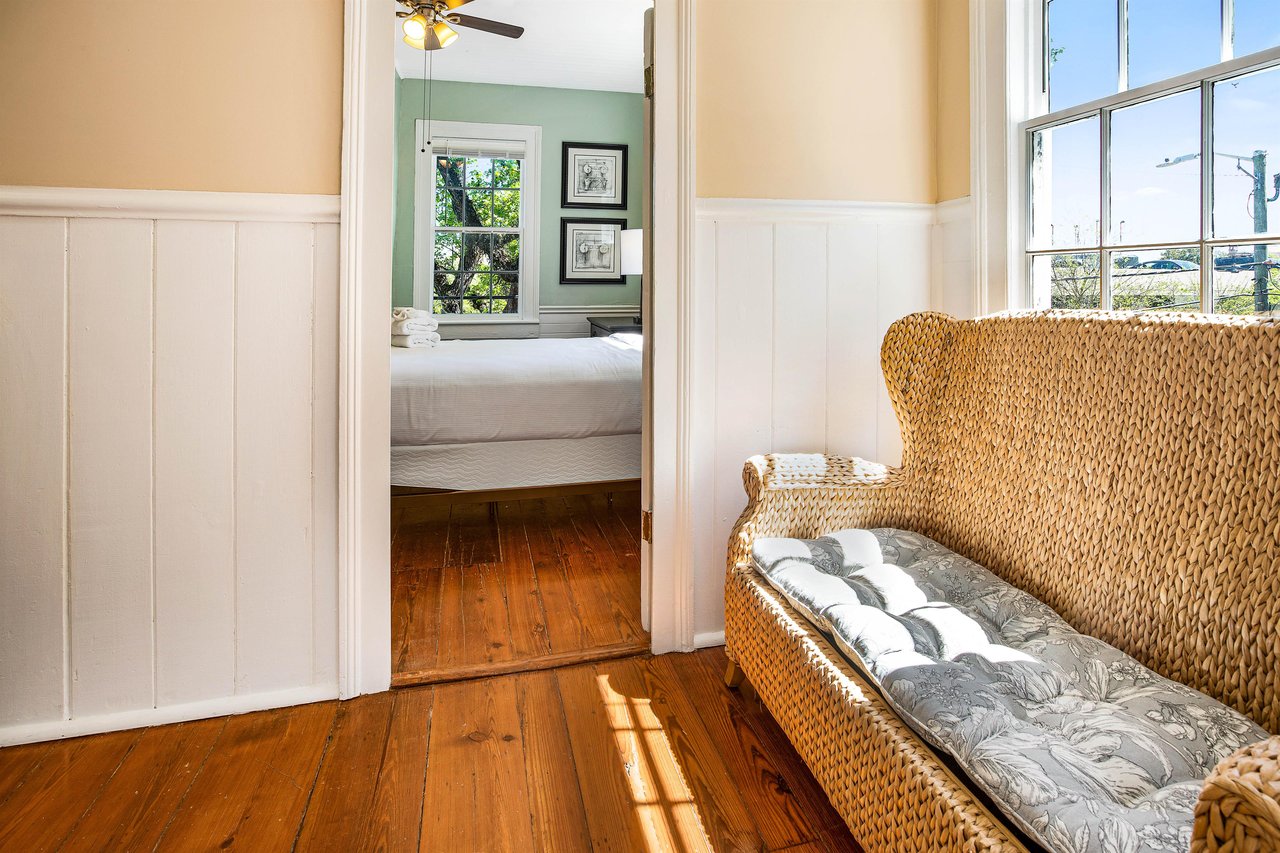 At the front of the house, youll find the main bedroom.