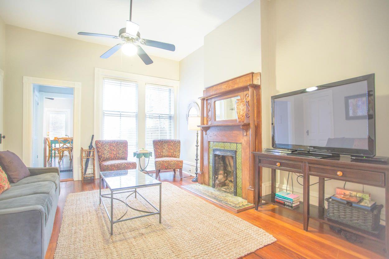 The living room leads to the kitchen.