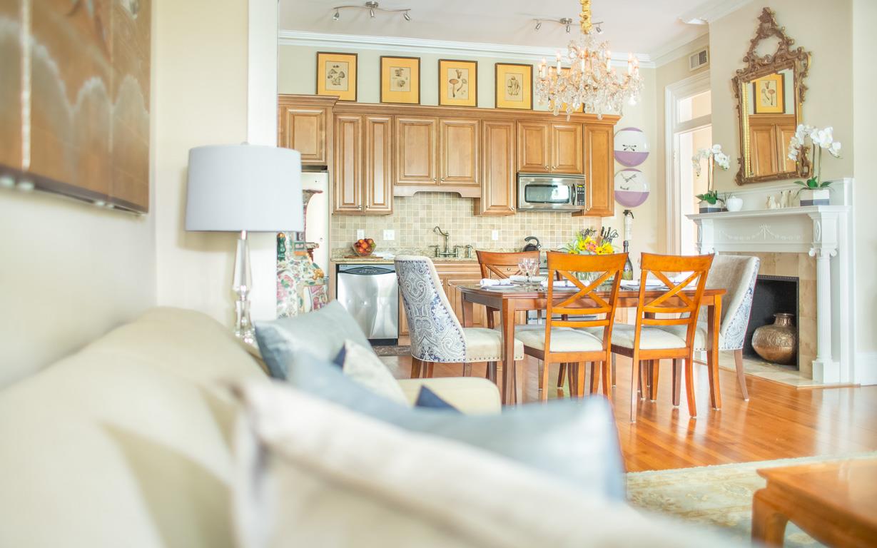 The dining room and kitchen are adjacent.