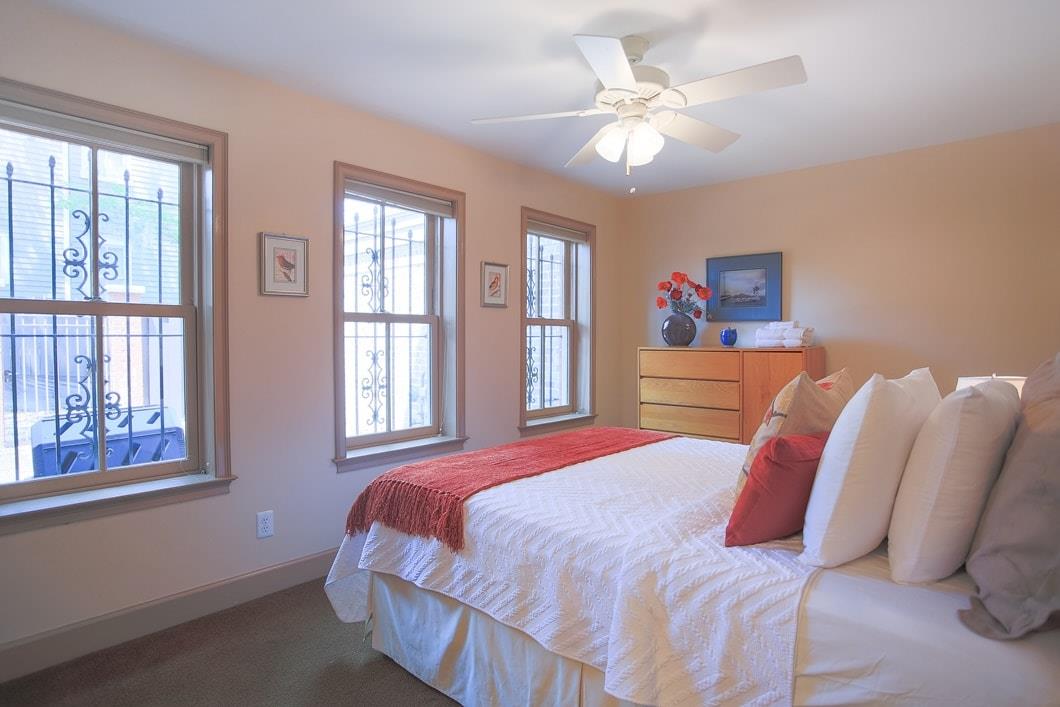 View of the private courtyard from the bedroom.