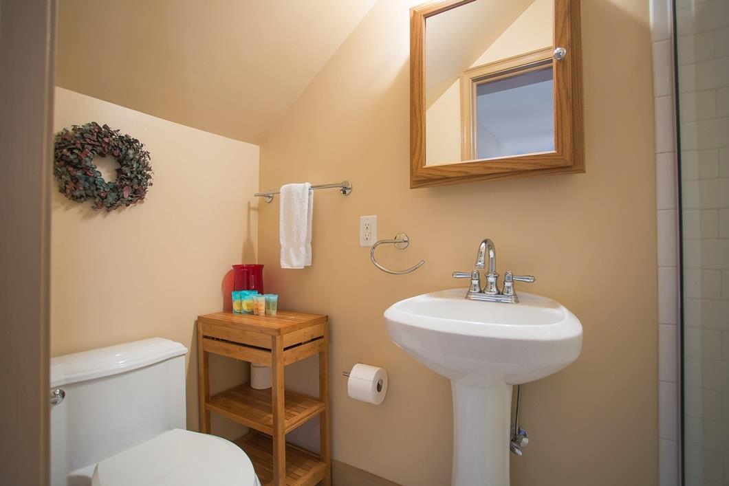 Full garden level bathroom.
