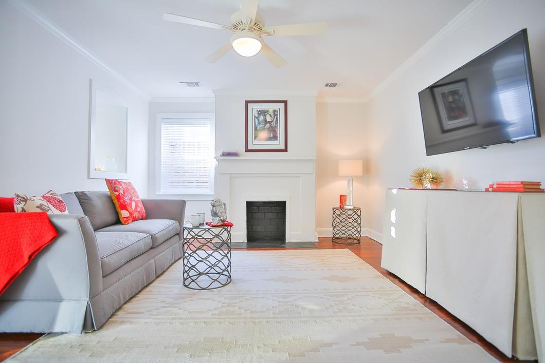 Downstairs has its own private entertainment space.