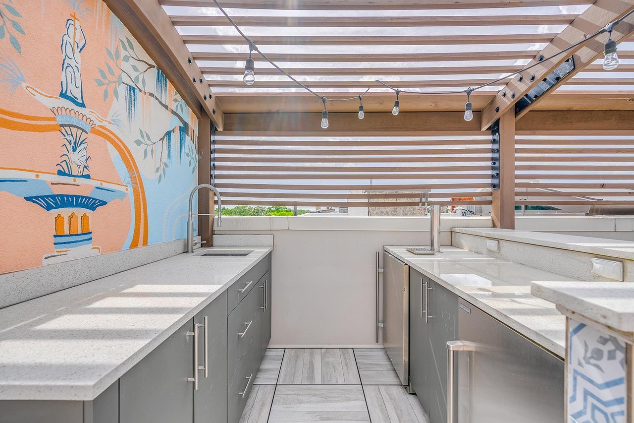 Guests will enjoy access to a beverage cooler  perfect for sunset cocktails