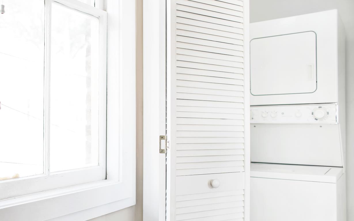 A washer and dryer can also be found in the home.