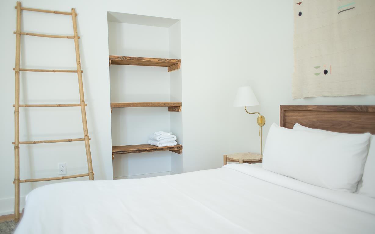 Store your belongings on the open shelves.