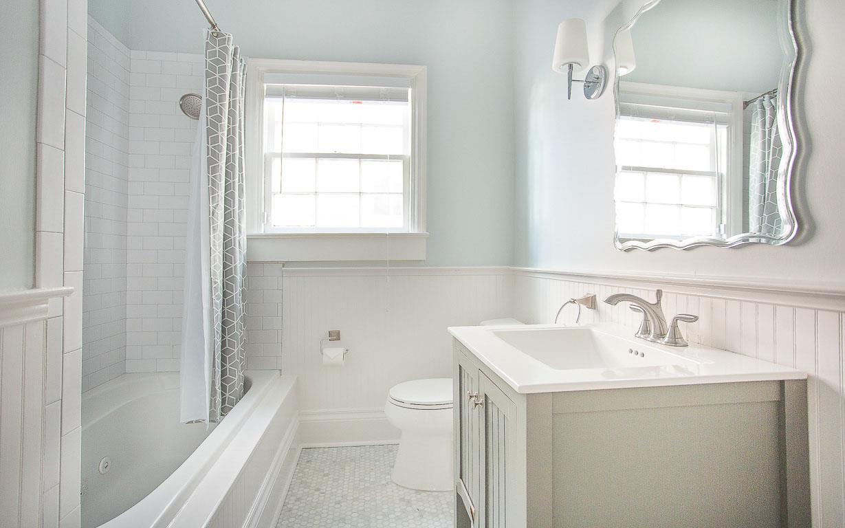 The second bedroom upstairs uses the hall bath seen here.