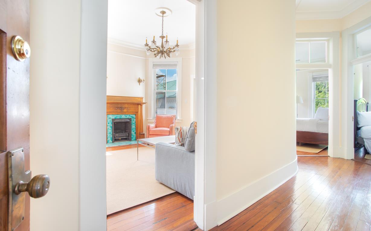 The hall connects both bedrooms with the living room.