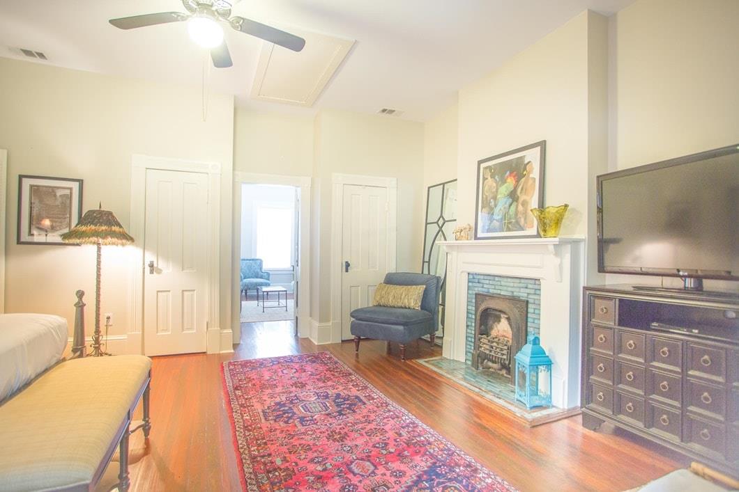 View of bedroom looking out into the living room.