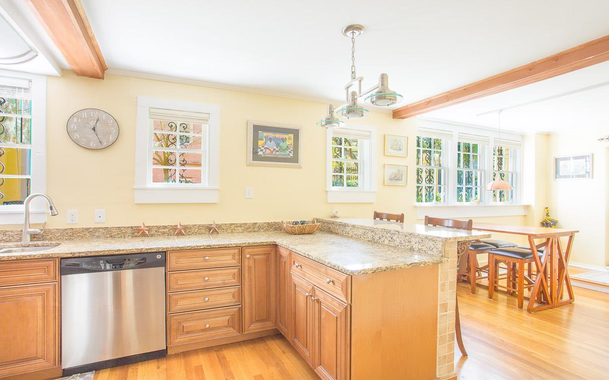The open kitchen allows for easy conversation.
