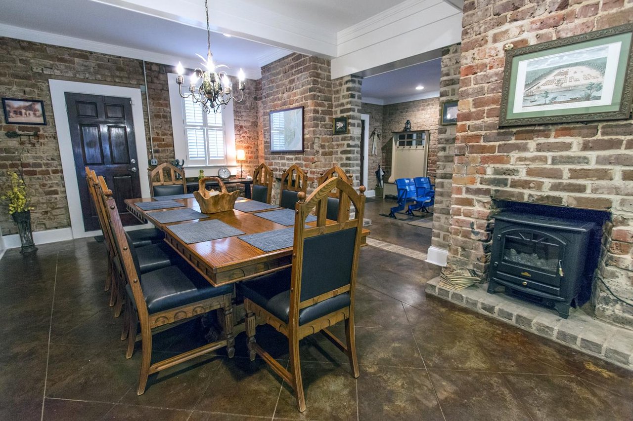 The original brick work continues into the back of the home.