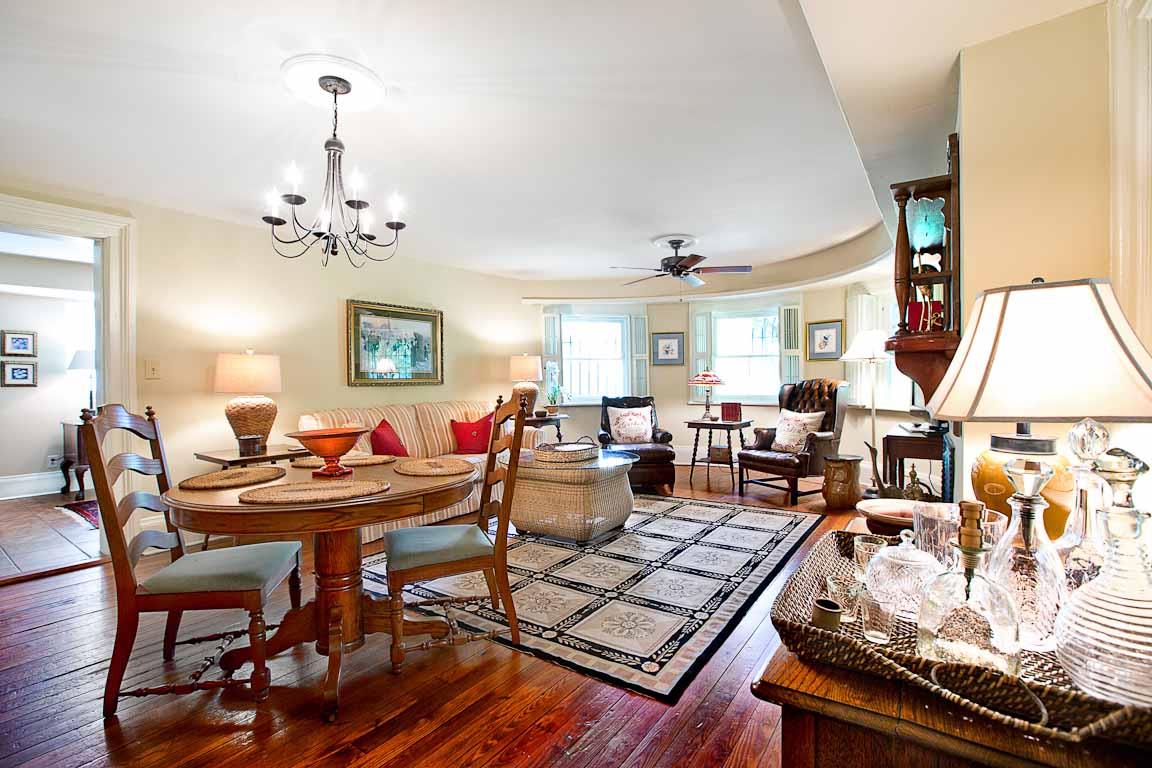 Have dinner with one another in the open dining area.