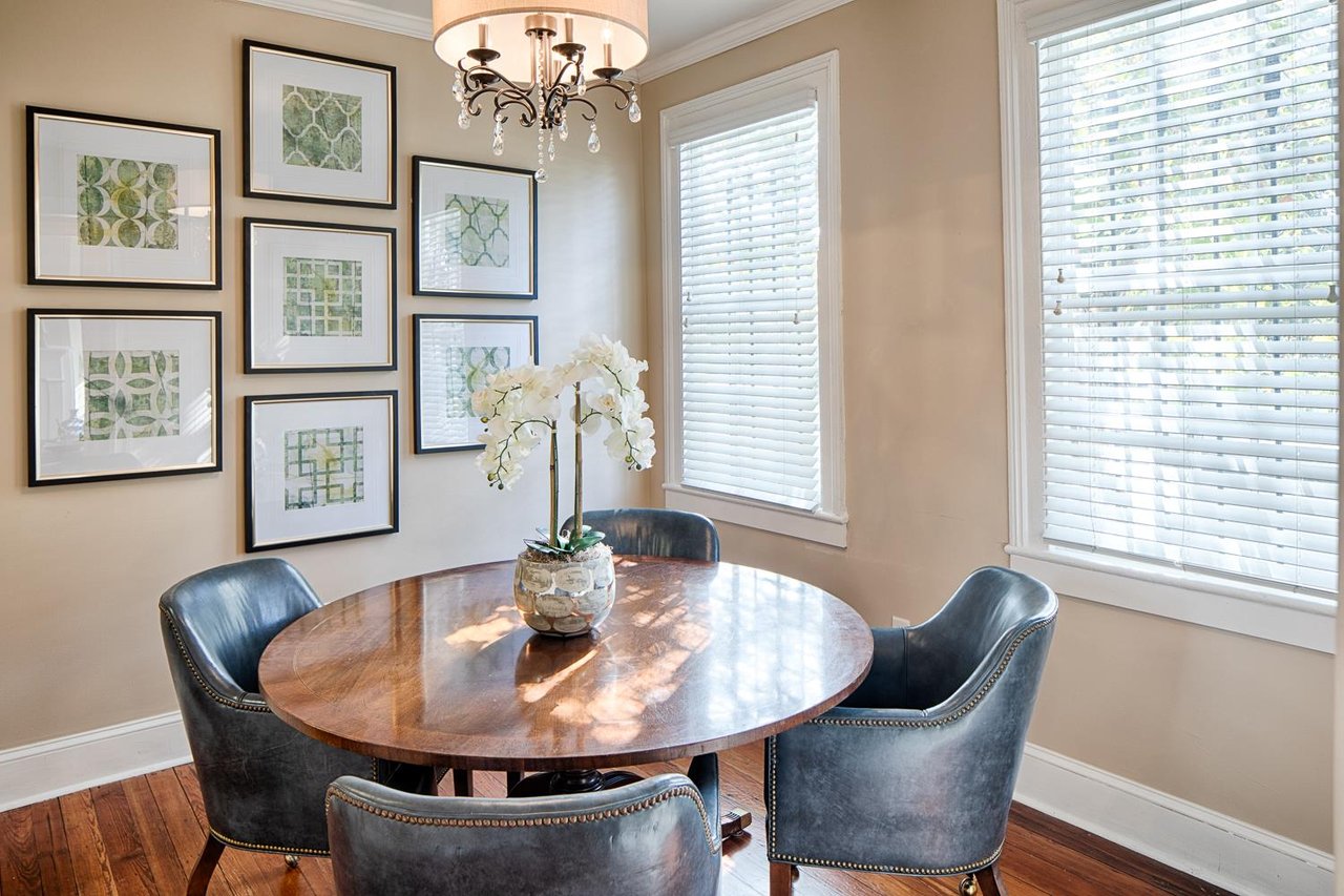 Comfortably seat four guests for breakfast or a catered dinner.