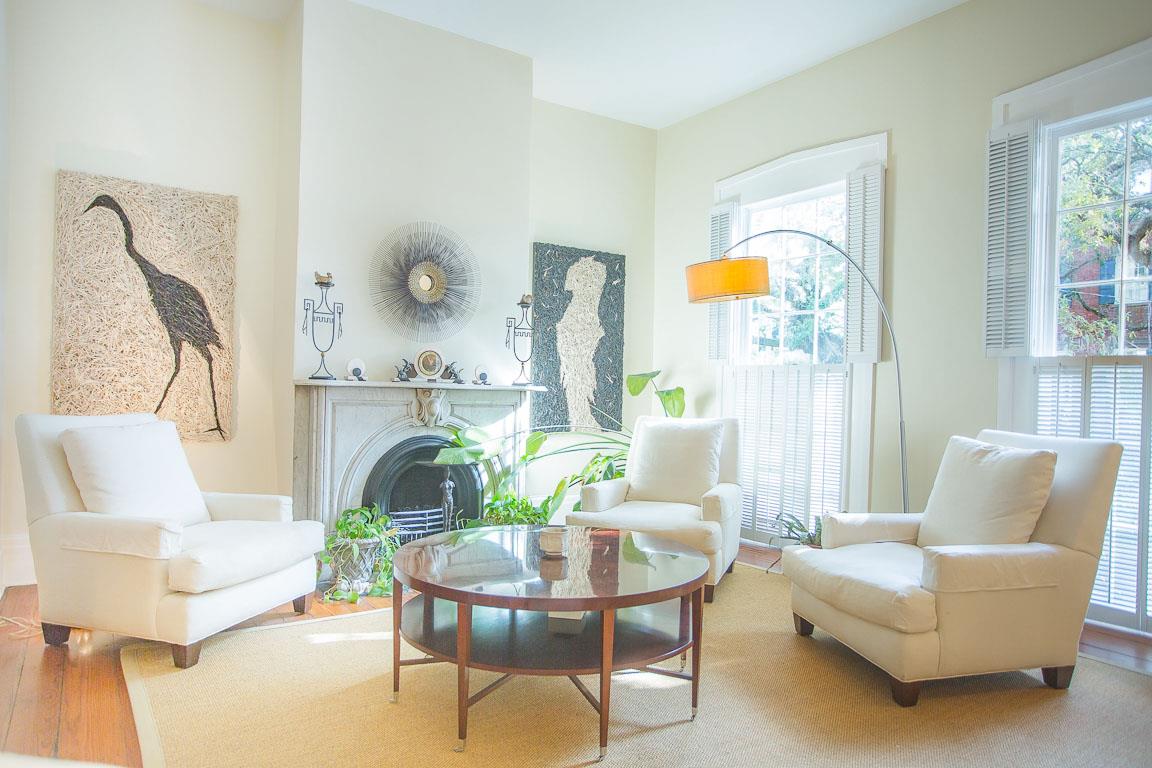 A newly redecorated interior balances the homes architectural bones.