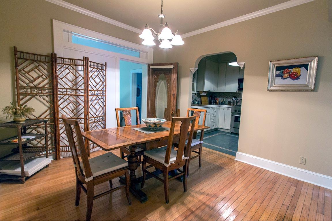 The living room is just off the kitchen.