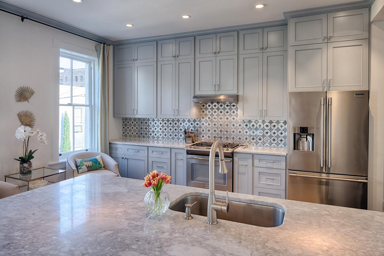 The custom stainless steel appliances are top of the line.