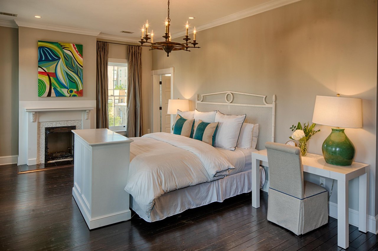 The main suite is located on the top level.
