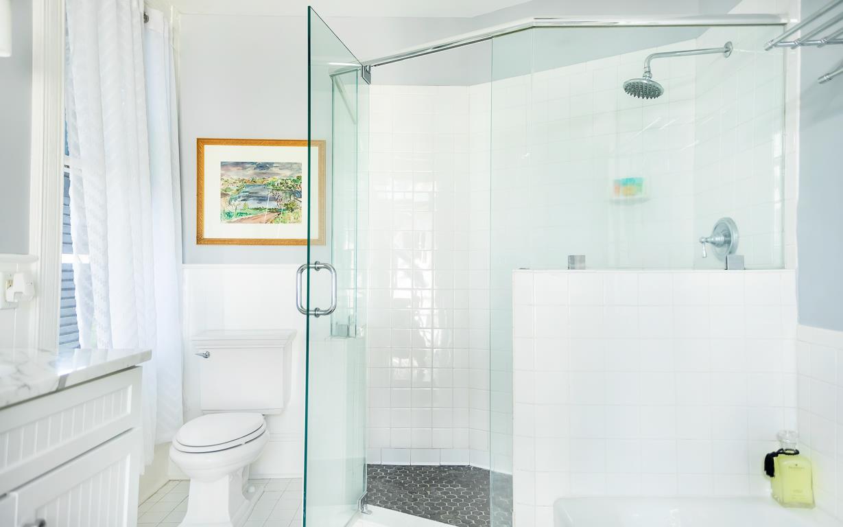 A large tiled walkin shower is also offered.