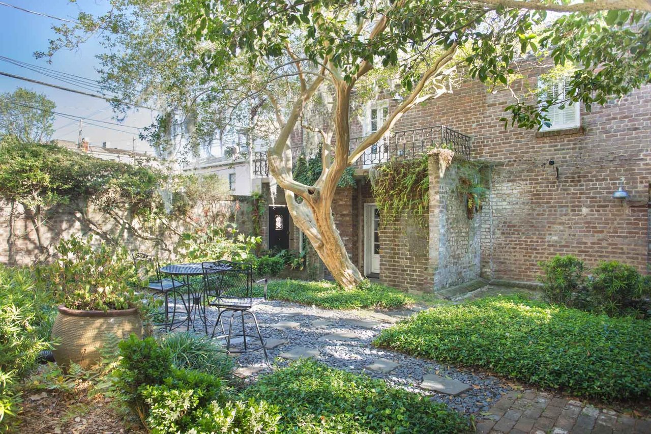 The large courtyard is shared with four other units.