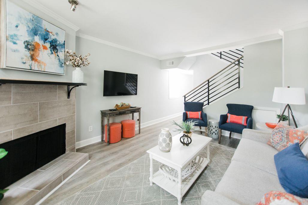 The fireplace now strictly decorative is original to the home.