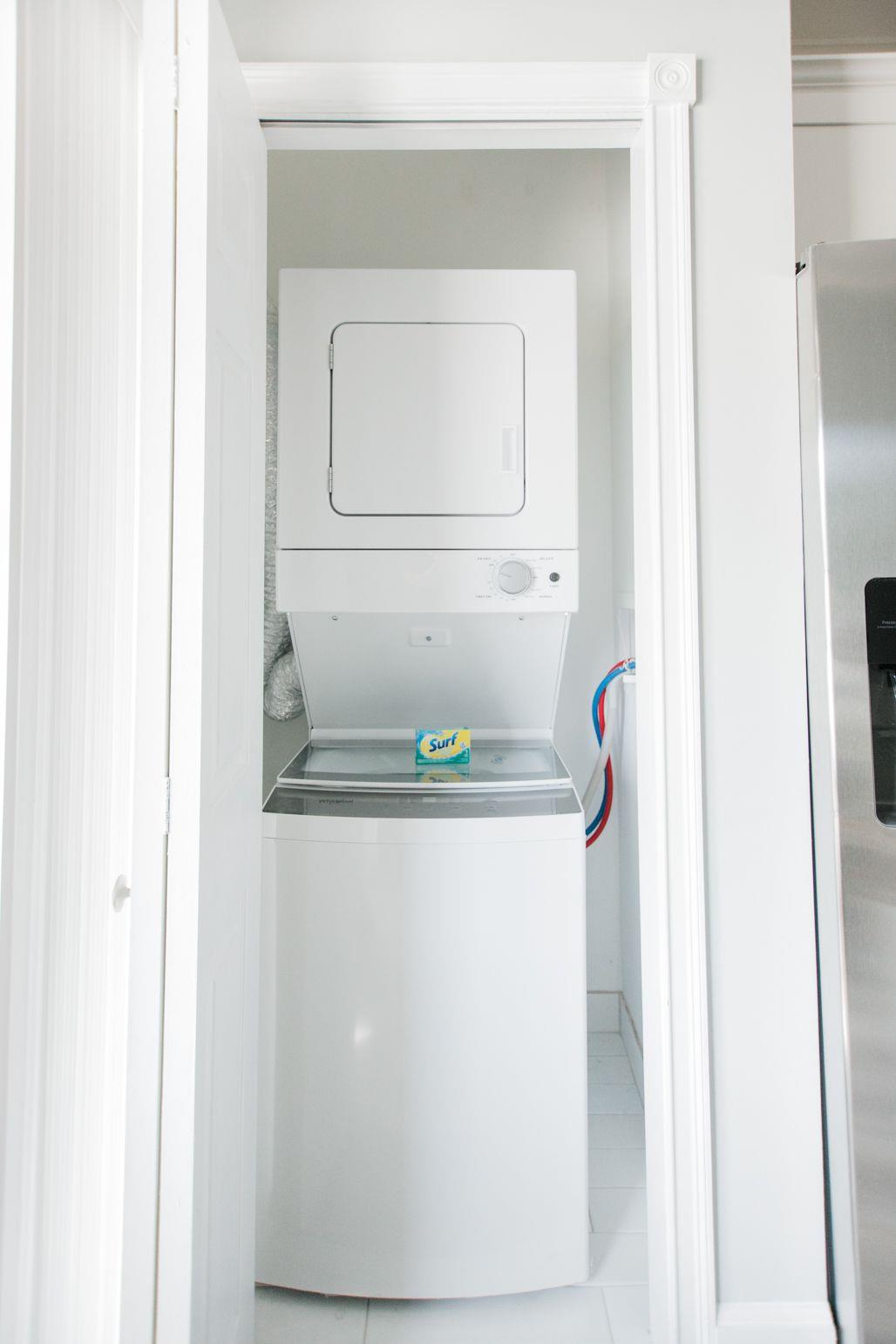 Enjoy the convenience of a fullsize washer and dryer available in unit.