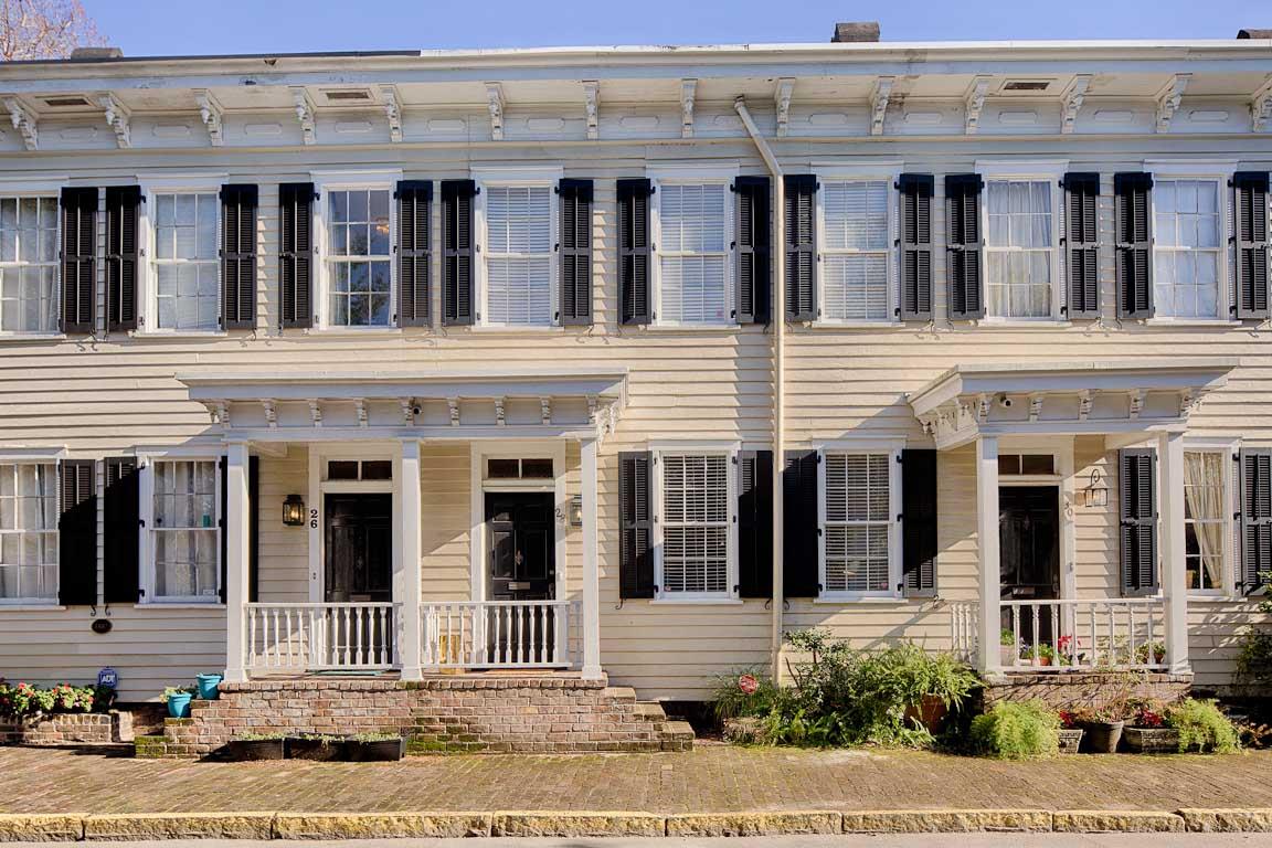 Washington Square Abode is the center townhome.