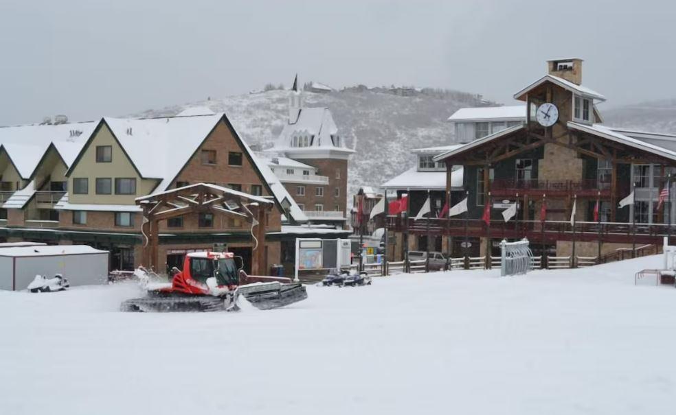 Park City base area. Silver Mill in background. Payday lift to right out of view
