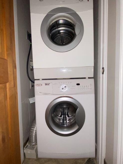 Stackable washerdryer  apartment size  in Queens bathroom