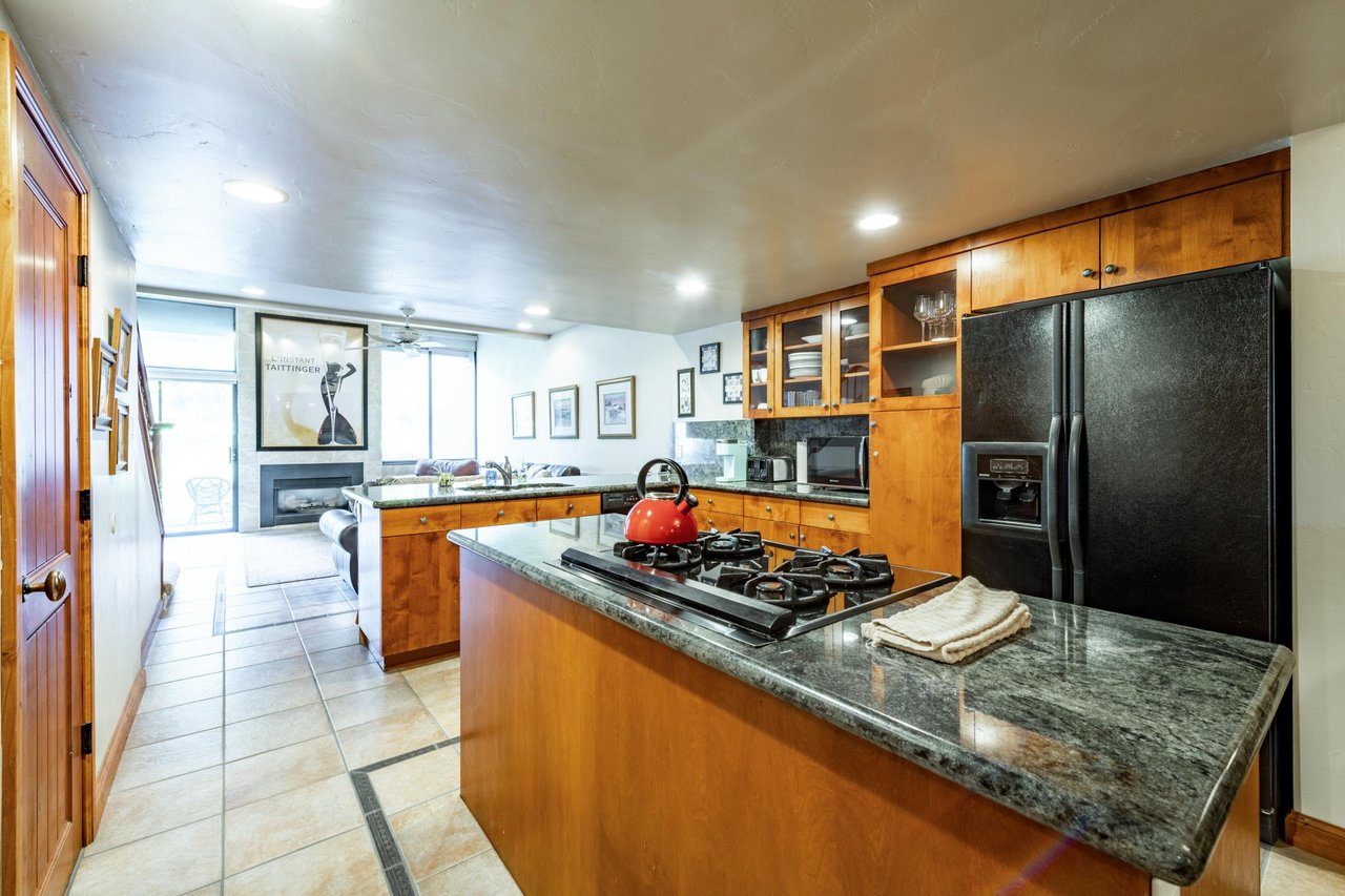 Cook like you never left home in the stunning gourmet kitchen at Park Avenue 245 — granite counters, premium appliances, and ample space make this Park City condo rental a cut above the rest.