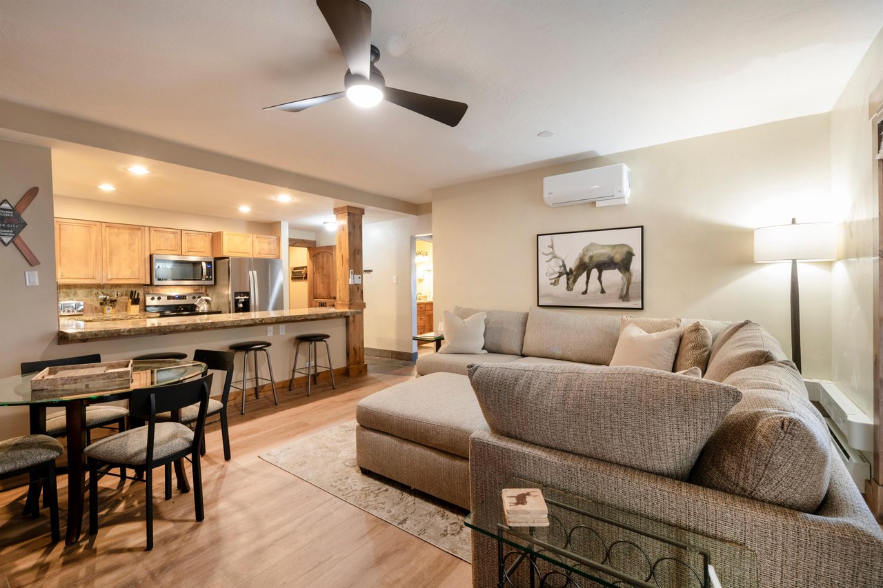 Resort Plaza 5002 is the ideal Park City condo rental — featuring an openconcept living and dining area with modern finishes, a fully equipped kitchen, and plenty of space to relax after adventuring