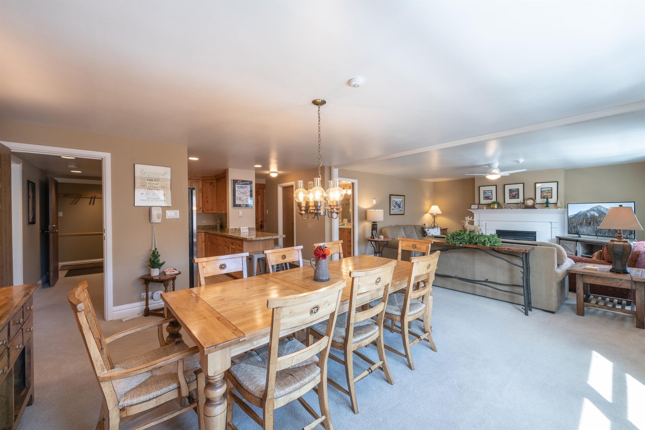 From casual breakfasts to festive dinners, the spacious dining area at Resort Plaza 5064 sets the perfect table for every occasion, reinforcing why this Park City vacation rental is such a beloved cho