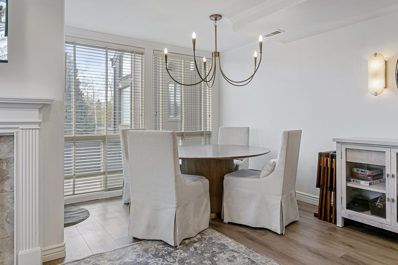 The dining space at Three Kings 83 blends classic and contemporary touches, offering a refined spot to enjoy meals during your Park City vacation.
