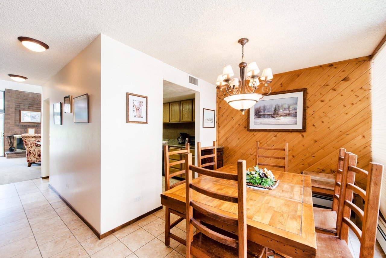 Gather around the dining table at Park Avenue 267 and enjoy the warm, rustic ambiance of true mountain living — the kind of cozy, characterfilled setting that makes your stay in Park City a memorable