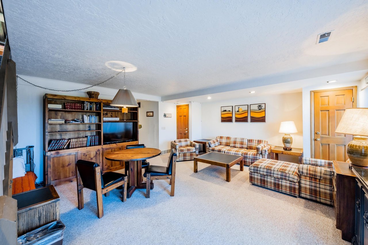 Plenty of room for everyone at Temptation 8.  The generously sized lower level loungefamily room provides extra space to relax and unwind, making this Park City condo rental an ideal choice for large