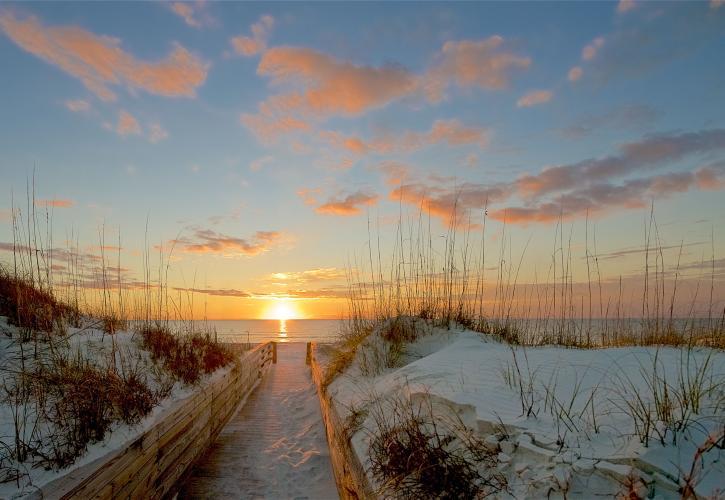 public access from a boardwalk at St. George Island, Florida