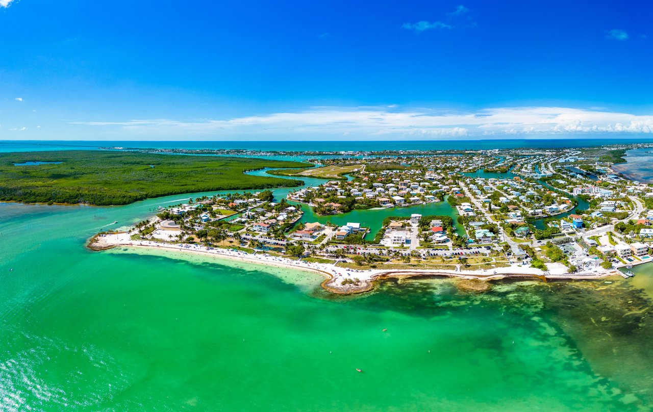 Aerial of Sombrero Beach in Marathon Florida