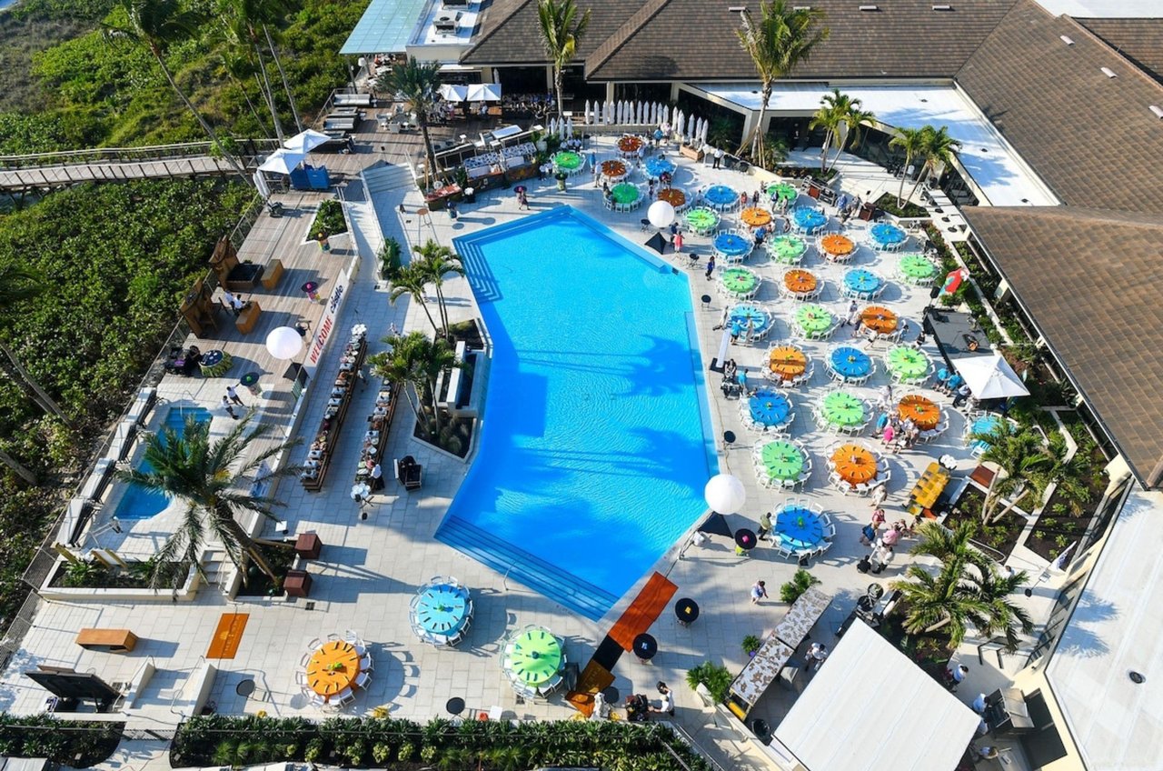 Aerial view of the swimming pool on Marco Island, Florida