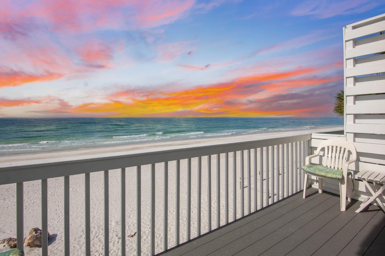 Beachfront balcony with stunning sunset views