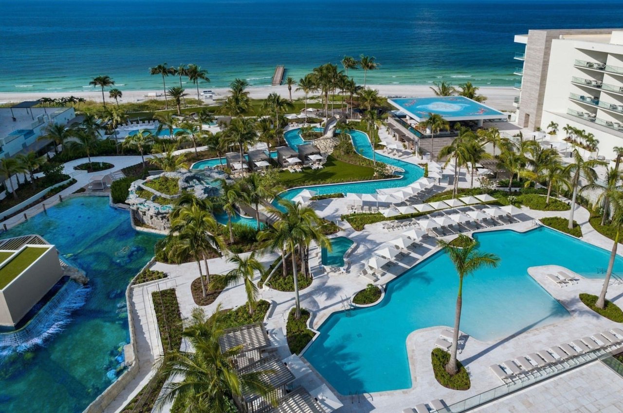 The lazy river and outdoor pool at St. Regis in Longboat Key, Florida