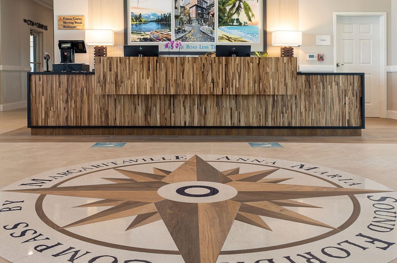 The lobby at the Compass Hotel by Margaritaville Anna Maria Sound